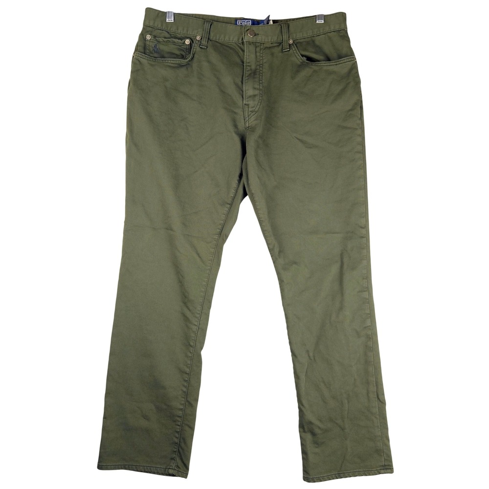 Polo Ralph Lauren Mens Olive Green Stretch Straight Leg Pants 35x30 (Fits 35x29)